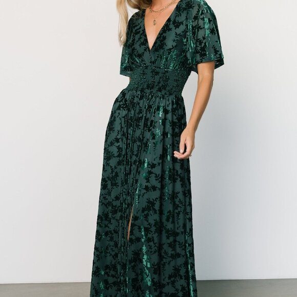 Baltic Born Veronica Velvet Maxi Dress | Green Size XL - Picture 2 of 5